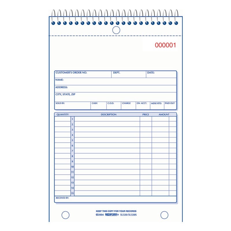 Rediform Sales Order Book, Wirebound, Numbered, 5.5 x 7.875 inches, 50 Duplicates (5L320S ) - Image 2